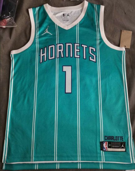 Maillot de Basket #1 Bogues Hornets Bleu Personnalisée Imprimé